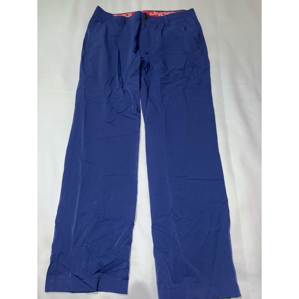 Under Armour Chino Pants Mens‎ 38 Blue Polyester Stretch Golf Wear